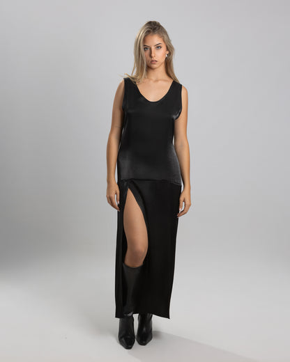 Vestido satinado negro